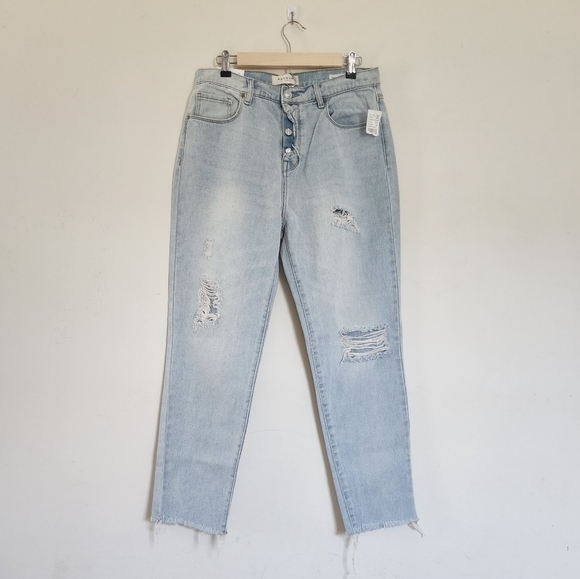 NEW PacSun Vintage Icon in poppy blue distressed button fly raw hem size 30 - Picture 1 of 7